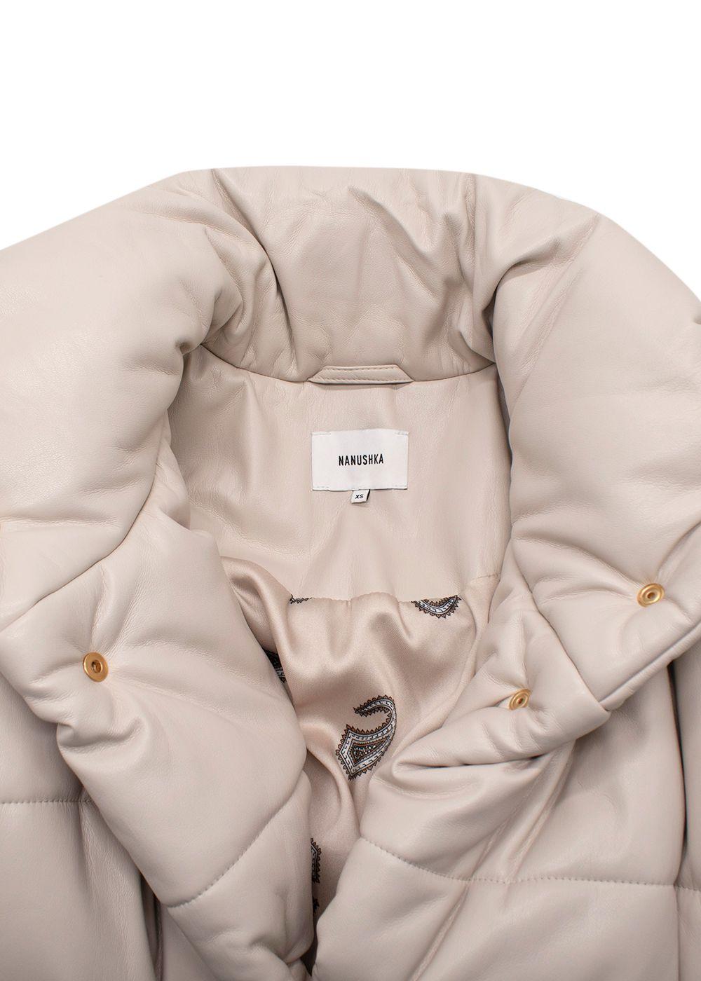 Nanushka Beige Hide Faux Leather Puffer Coat