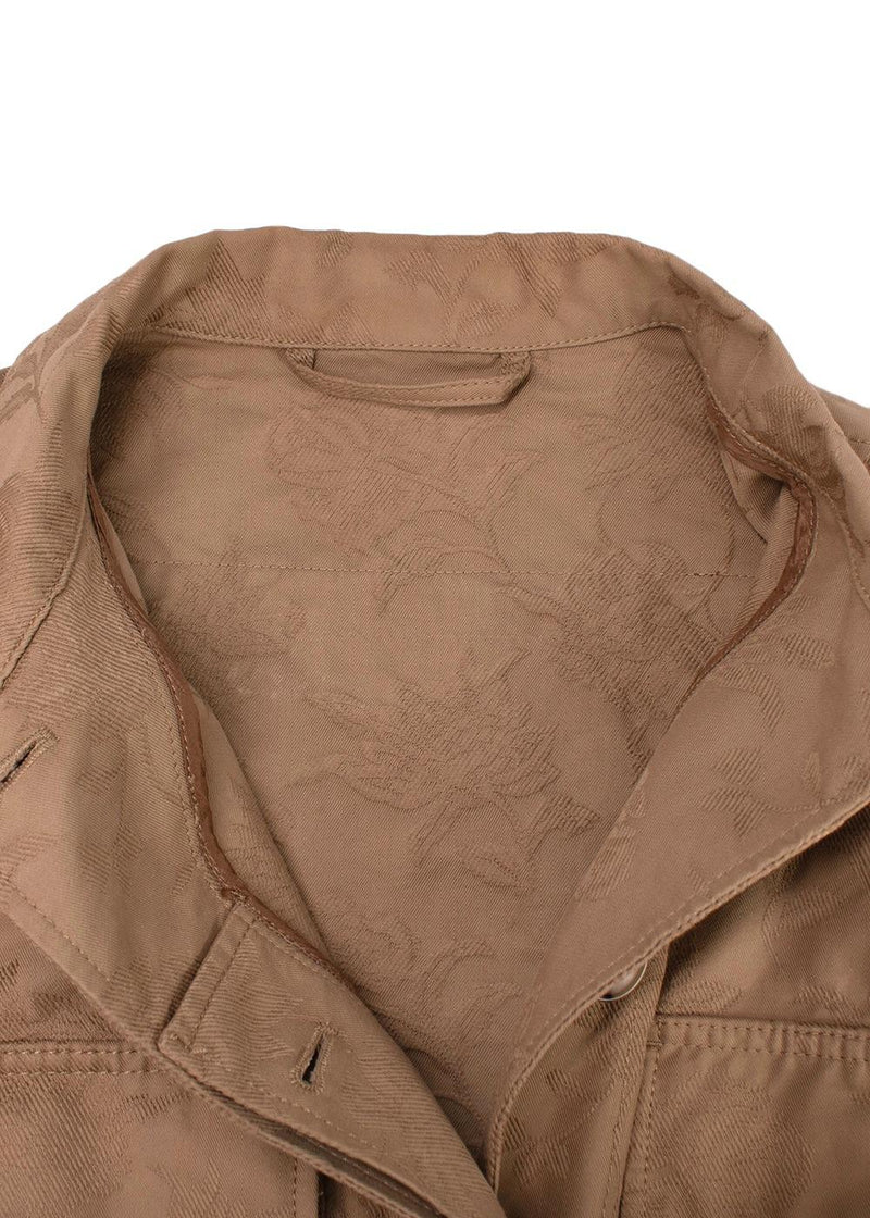 Tan Floral Embroidered Jacquard Jacket