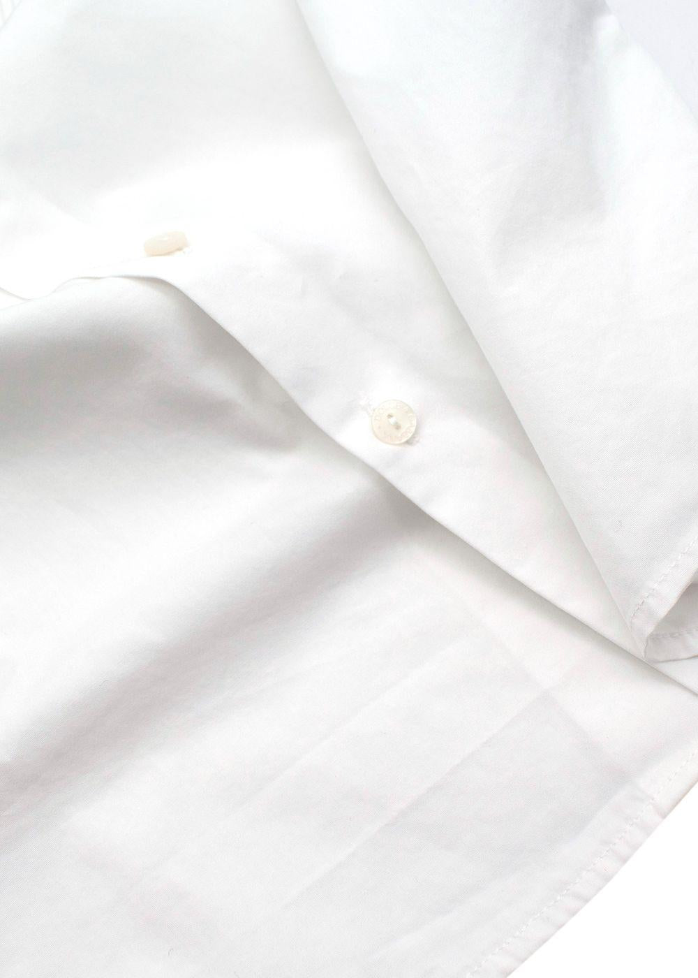 Kids Pleated White Cotton Fitted Shirt