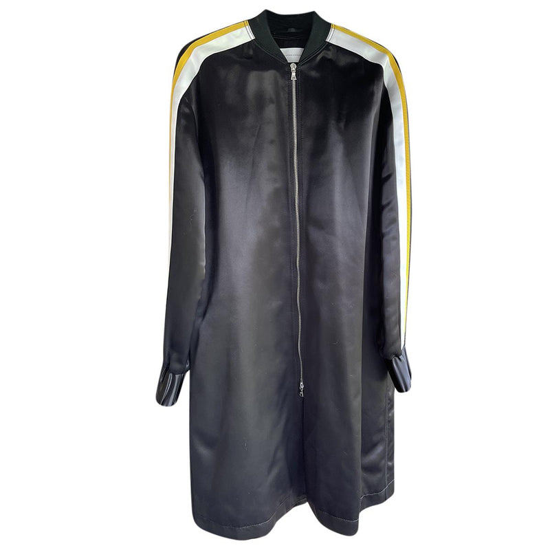 Victoria Victoria Beckham Black Satin Longline Bomber Jacket