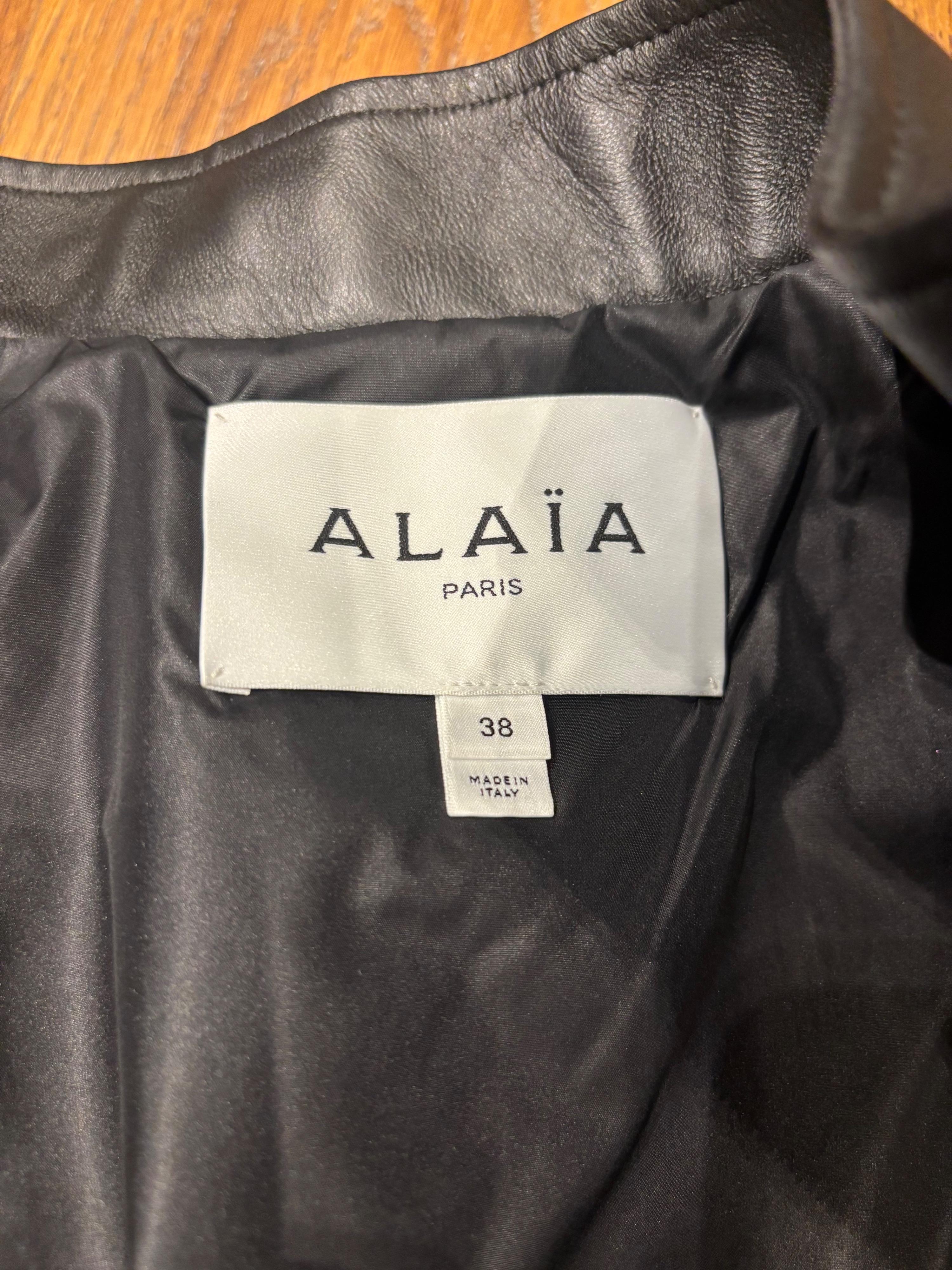 Alaia Black Leather Peplum Jacket