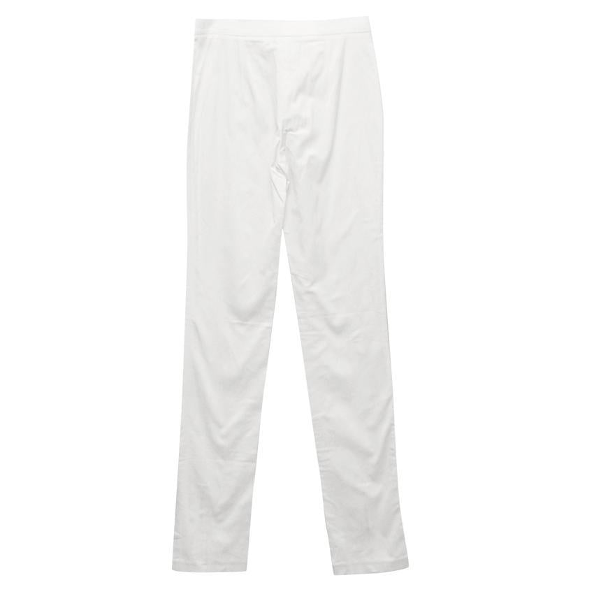 Osman Cream Skinny Trousers With Ankle Zips
