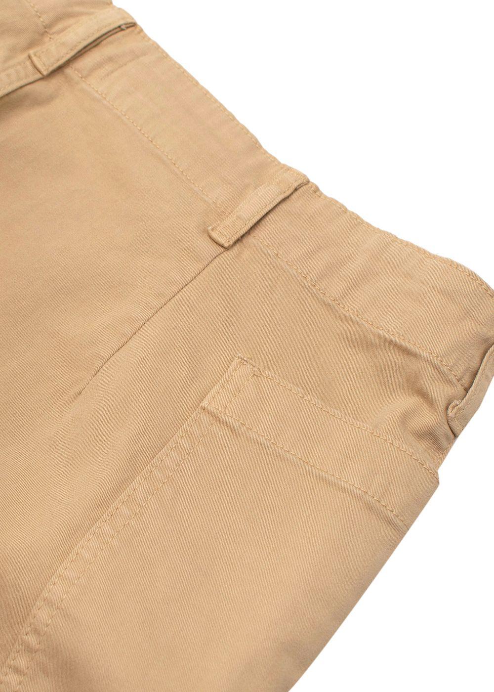 Frame Beige High Rise Cropped Twill Cargo Trousers