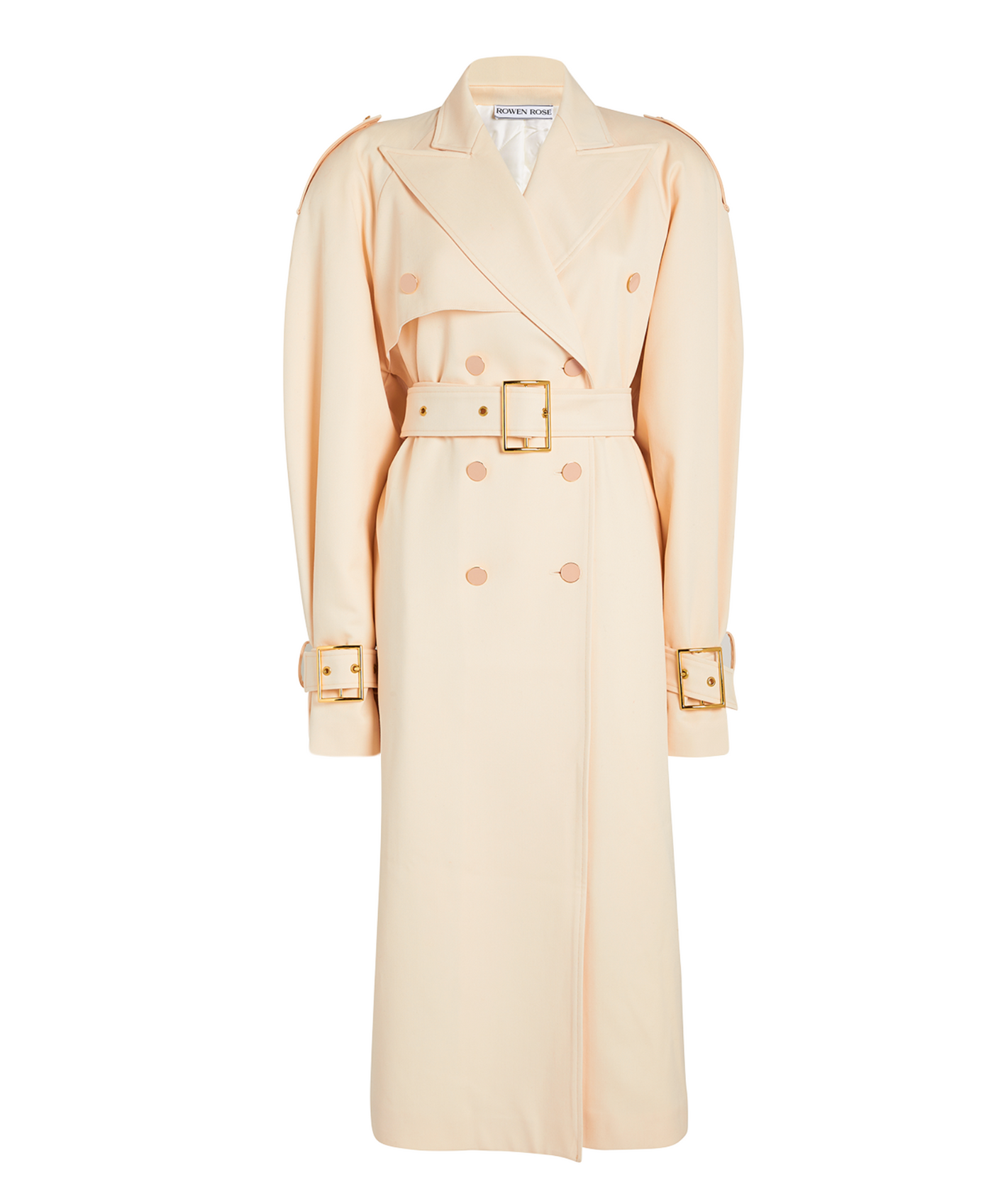 Rowen Rose Oversized Double-Breasted Belted Trench Coat