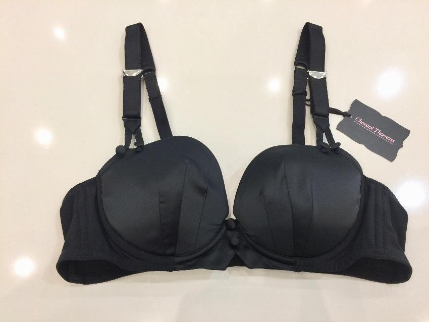 Chantal Thomass Black Satin Pad Bra & Thong Set