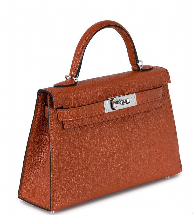 Hermès Cuivre Chèvre Mysore Leather Mini Kelly with Palladium Hardware