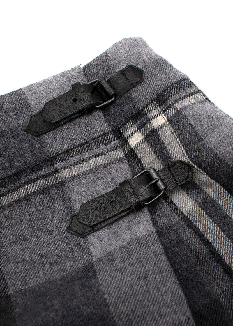 Grey Wool Box Pleated Skirt