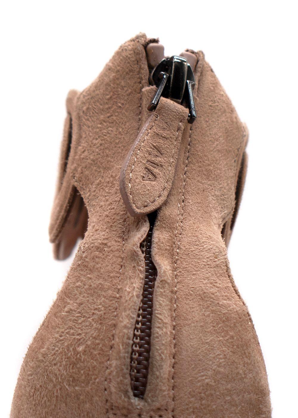 Alaia Beige Suede Platform Sandals