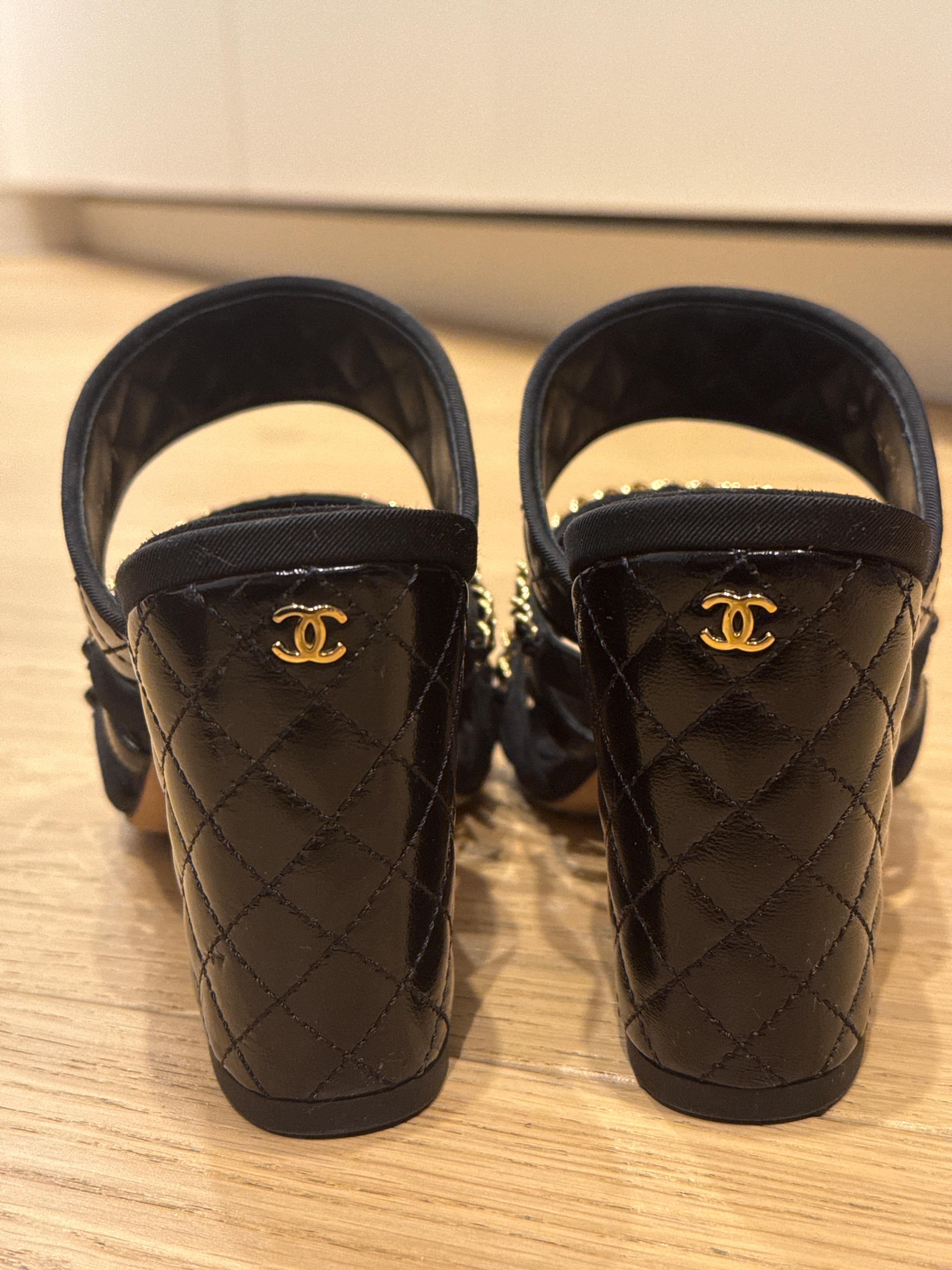Chanel Chain Embellished Strap Sandals