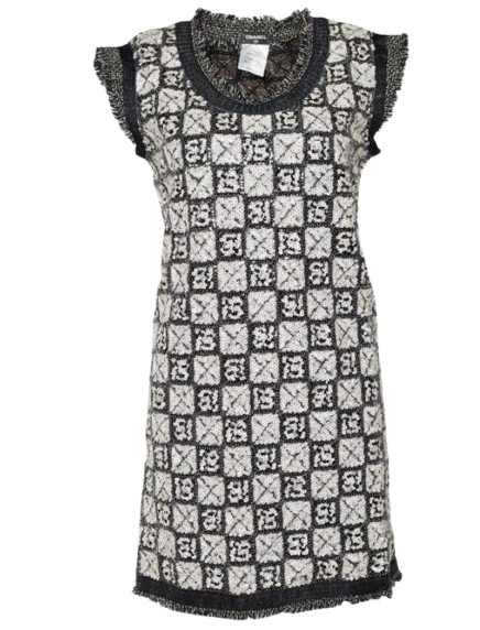 Chanel Black and White Sequin Embellished Dress