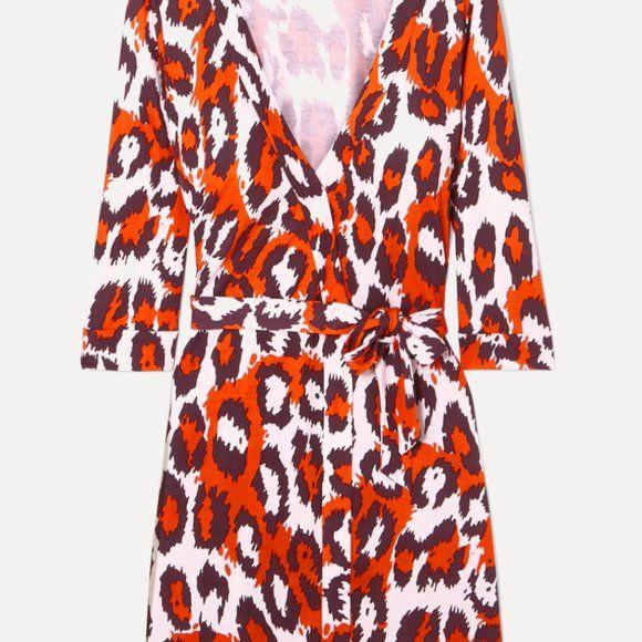 Orange leopard print silk jersey Julian mini dress