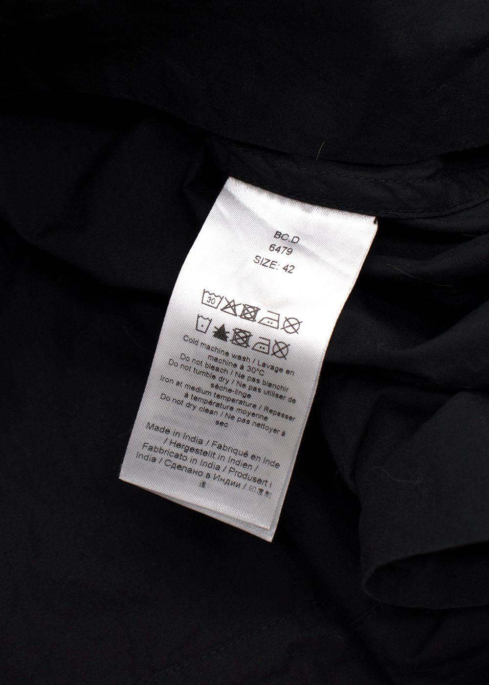 Ganni Black Cotton Poplin Open Neck Smock Midi Dress