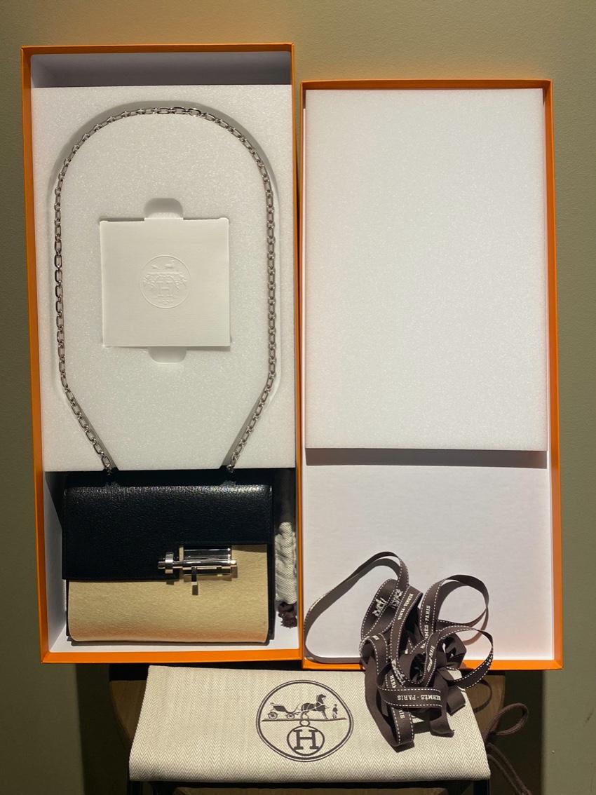 Hermes Noir Chamkila Leather Verrou Chaine Mini Bag PHW