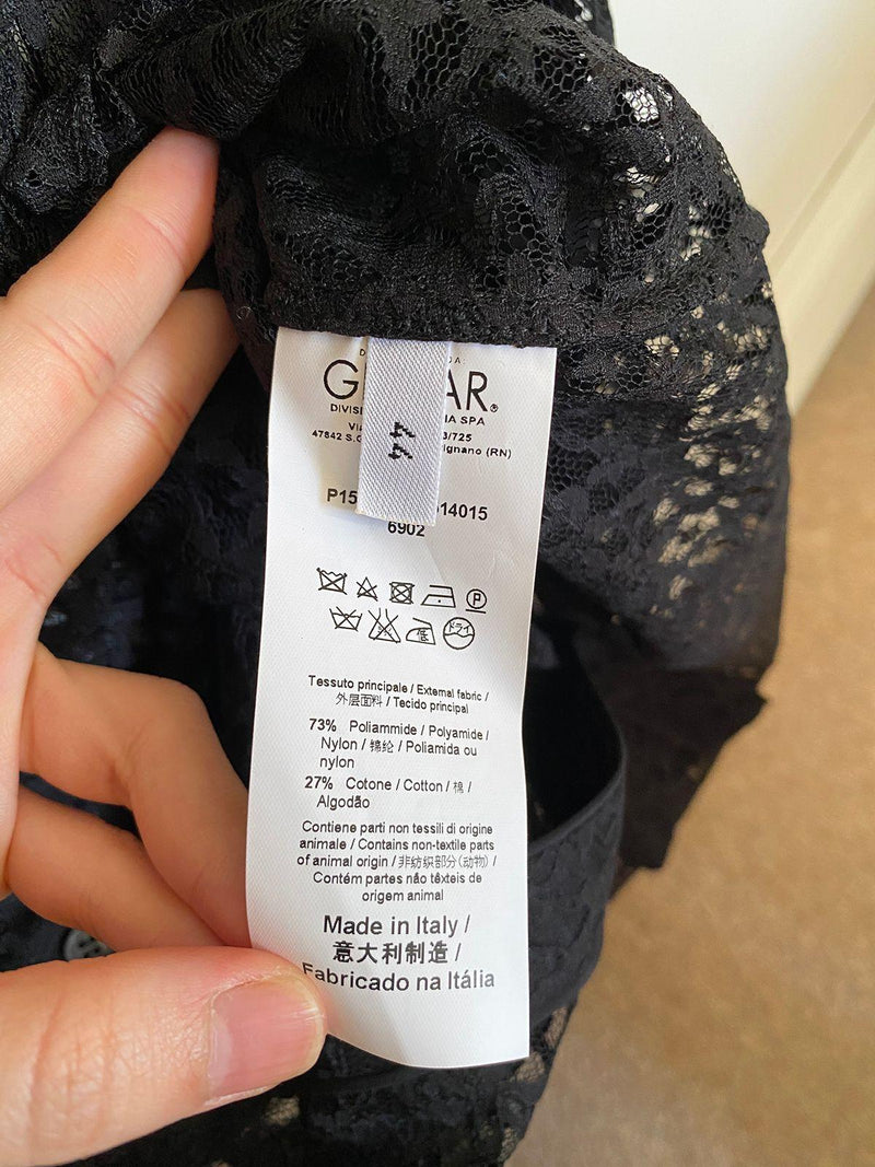 Black lace frill collar shirt