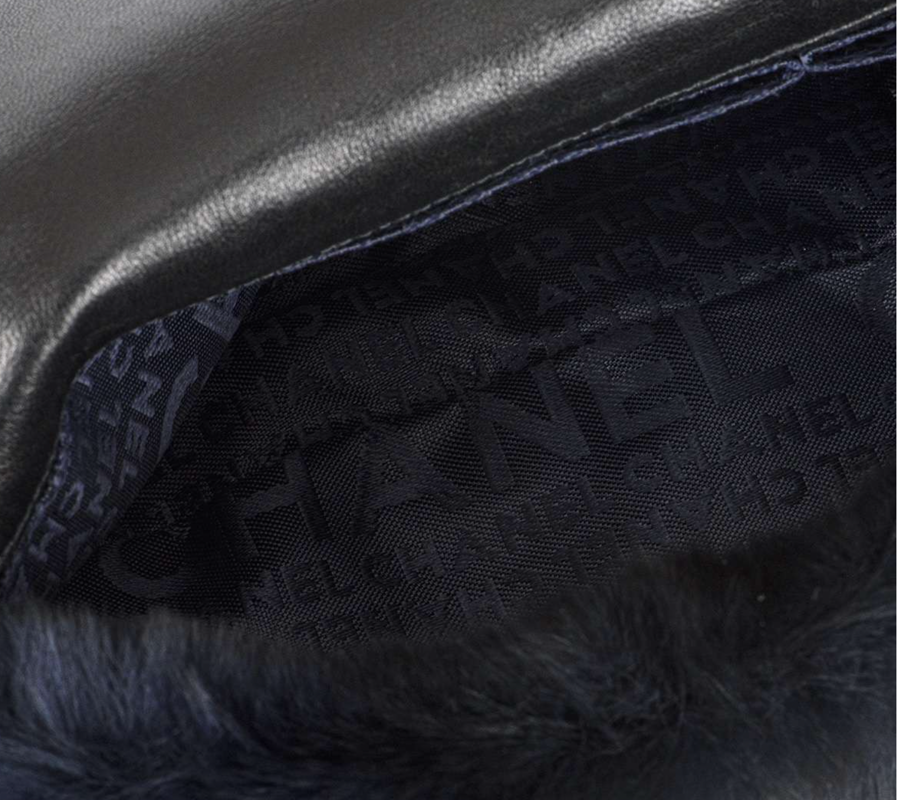 Navy Orylag Fur Flap Bag