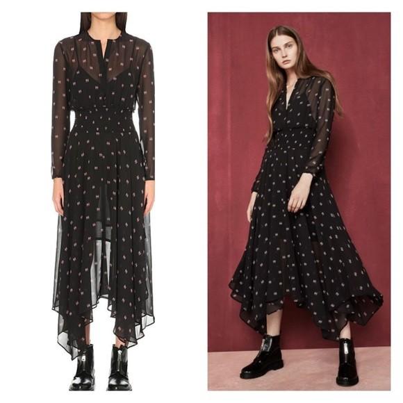 Make Black Printed Chiffon Ramini Dress