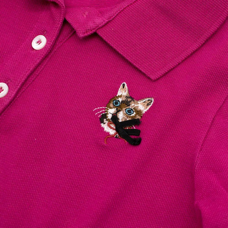 Pink Cotton Long Sleeved Polo
