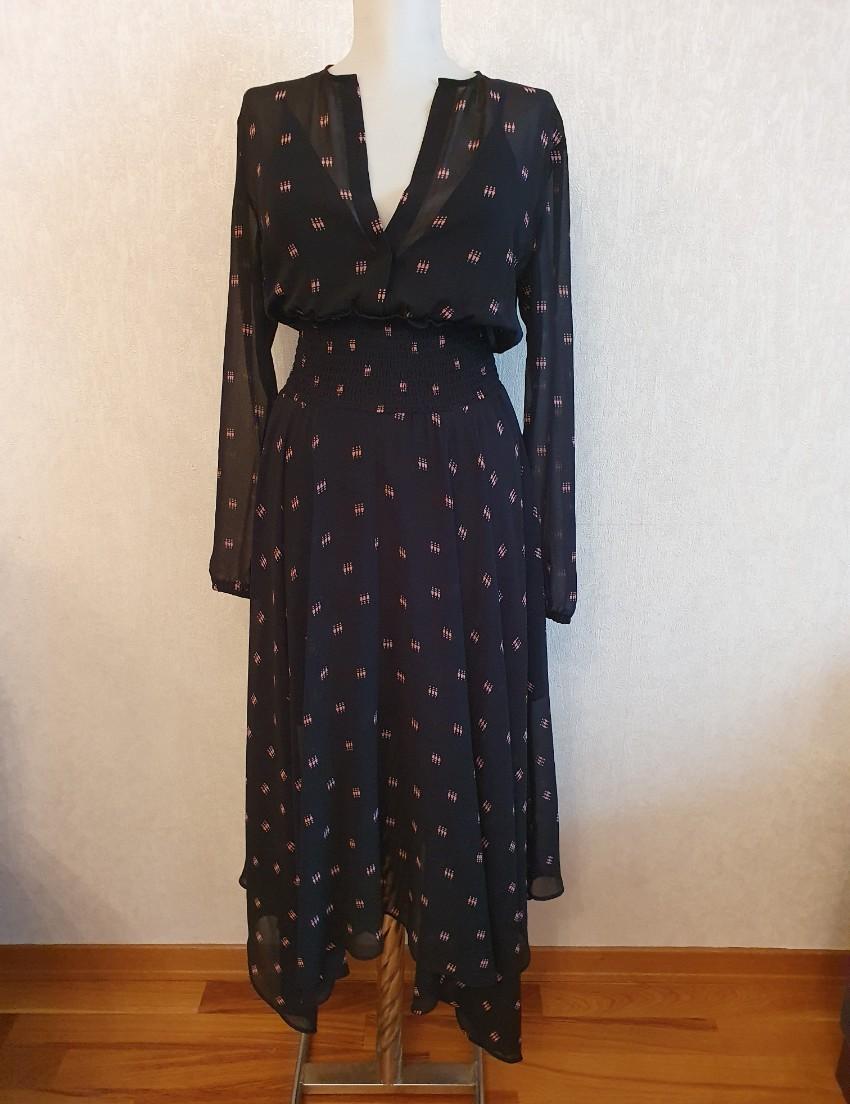 Make Black Printed Chiffon Ramini Dress