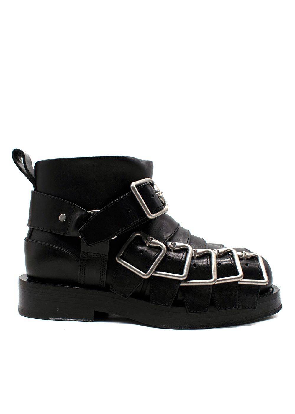 Multi strap Leather Buckle Biker Boots