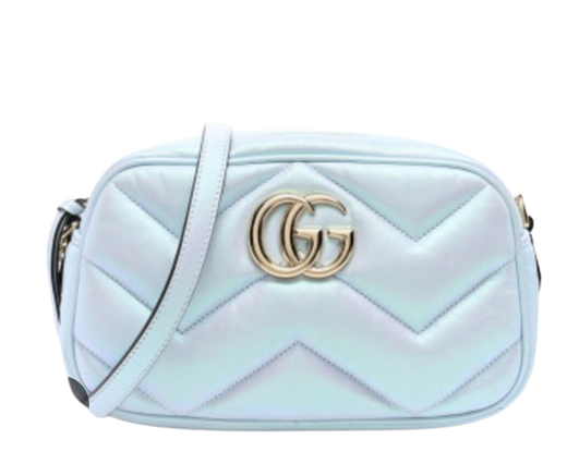 Opalescent Blue Nappa Chvron Matelasse Bag