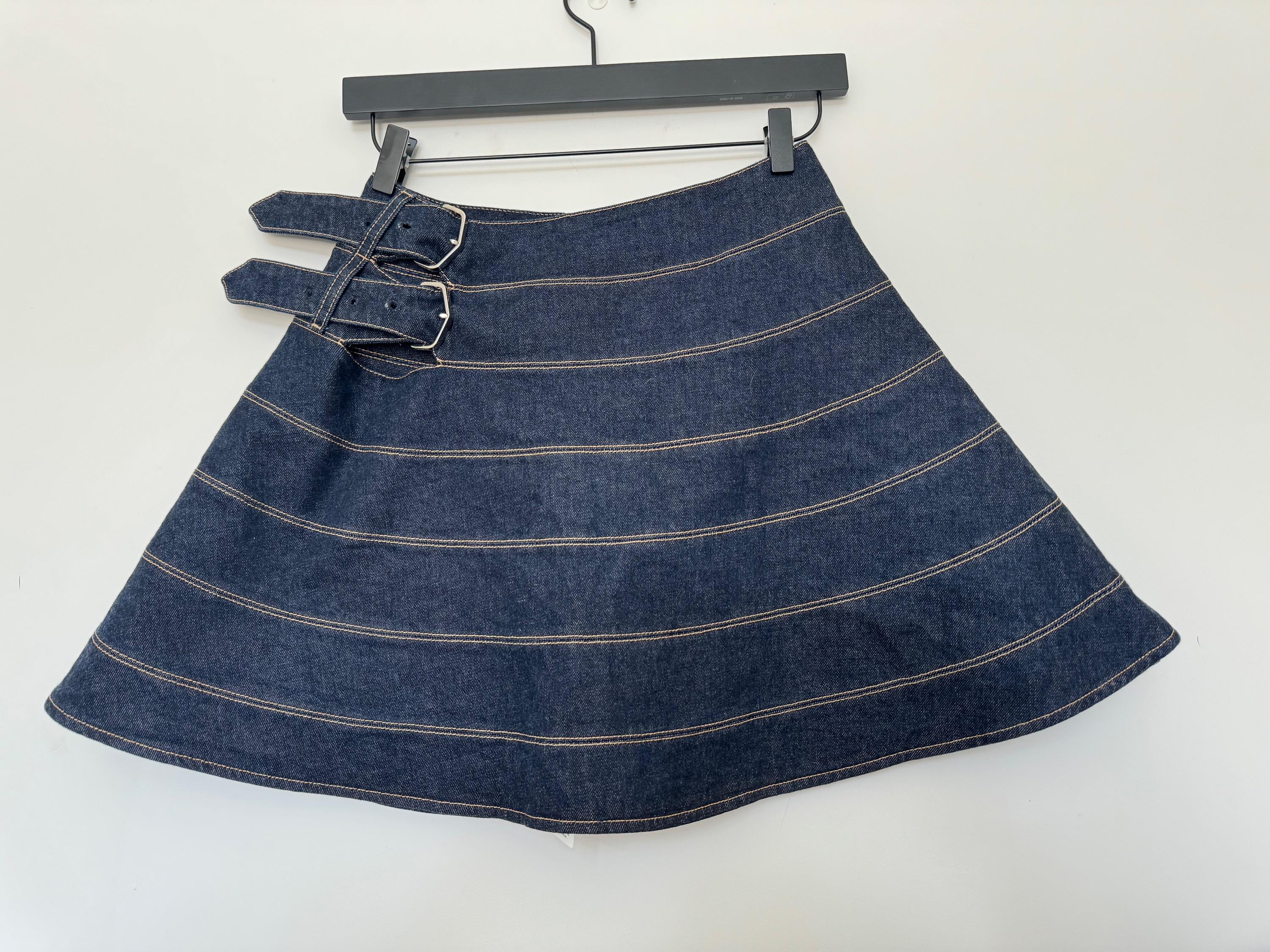 Alaia Blue Japanese Denim A-Line Mini Skirt