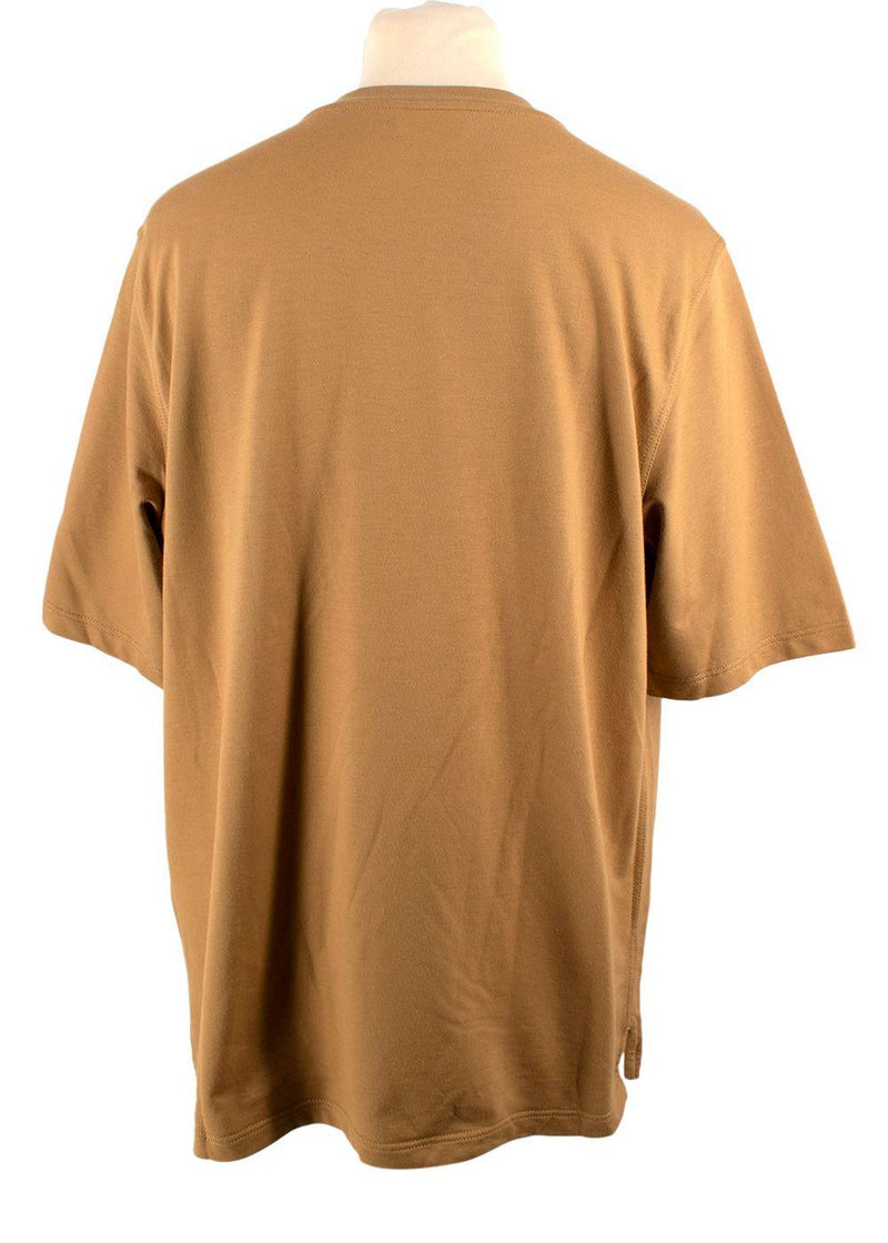 Hermes Mustard Cotton  T-Shirt with Leather Patch