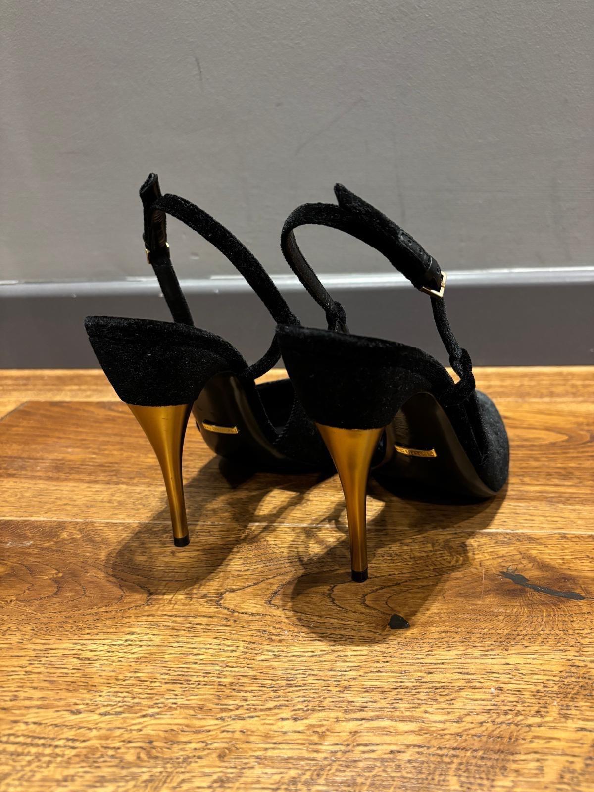 Gucci Black GG Velvet Heeled Sandals