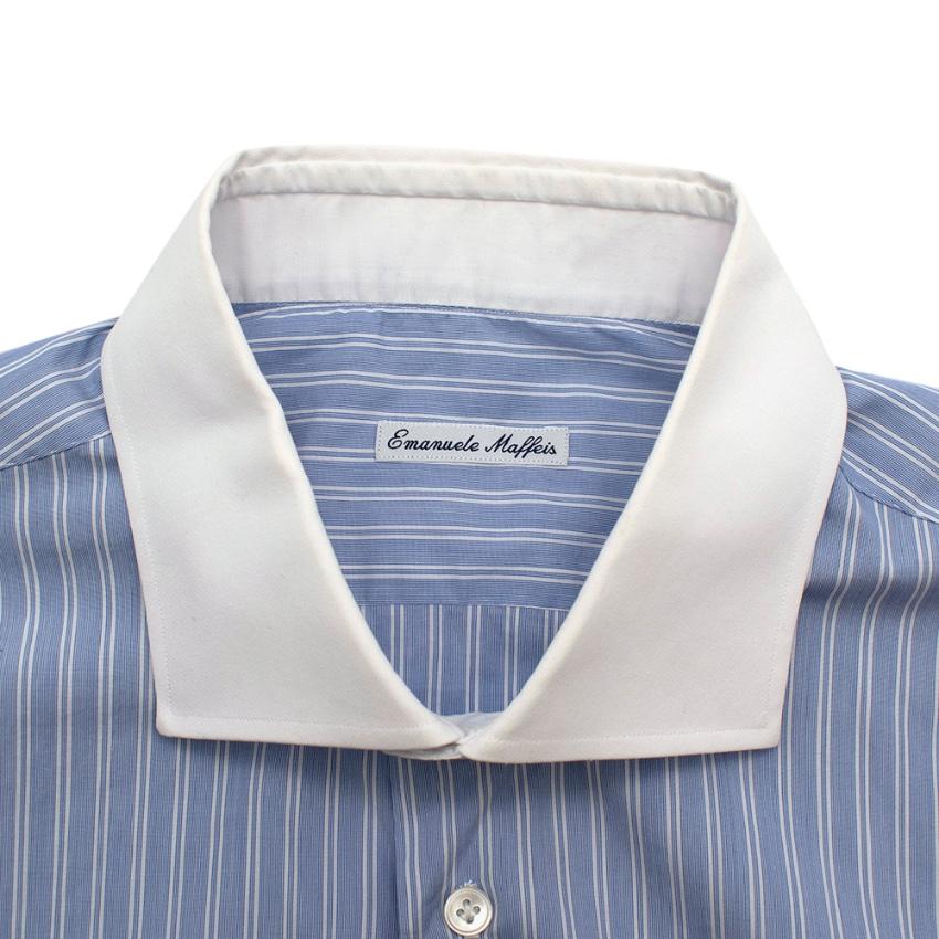 Emanuele Maffeis Blue Cotton Long Sleeve Tailored Shirt