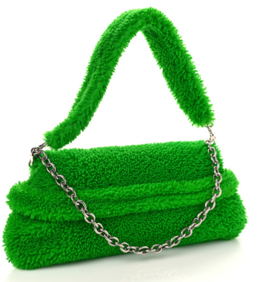 Gucci Grass Green Shearling Horsebit 1955 Chain Shoulder Bag