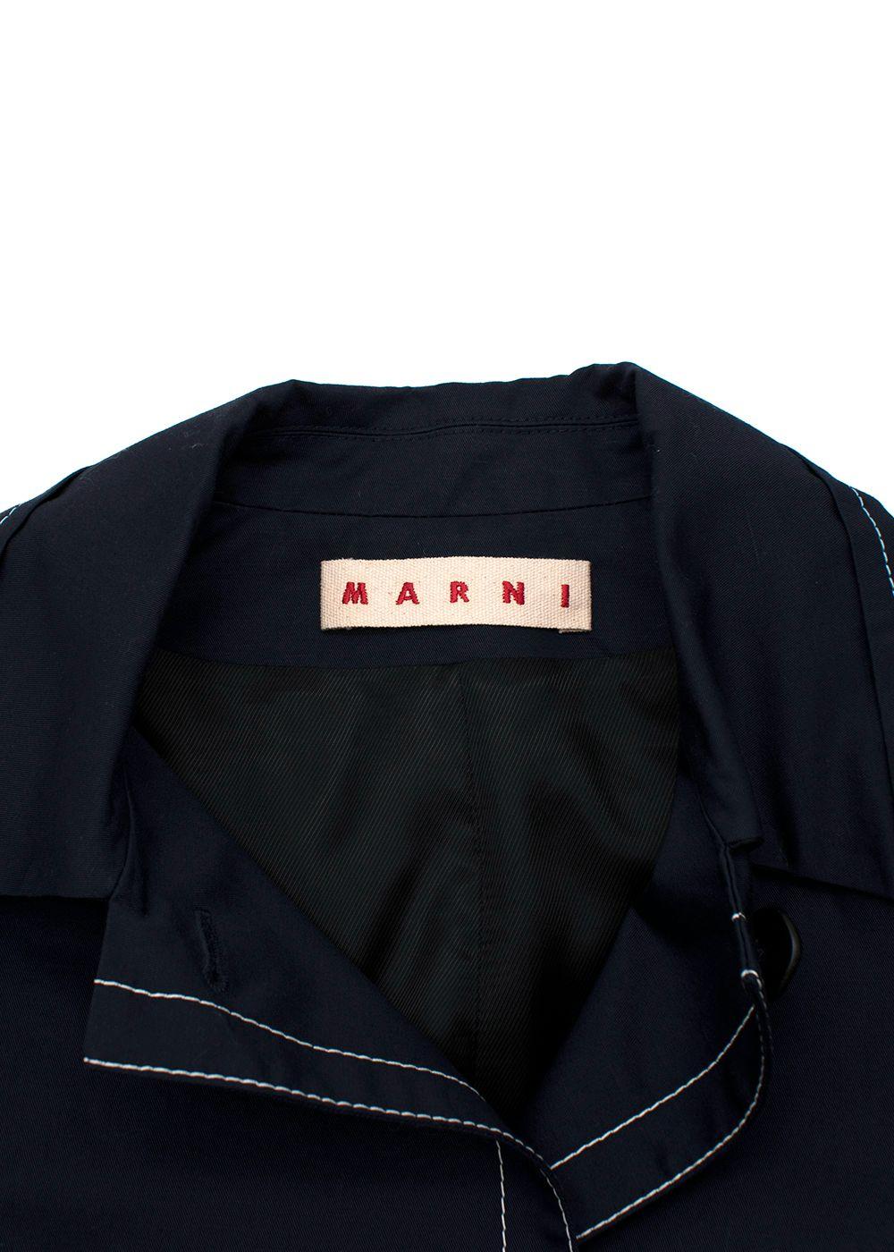 Marni Blue Boxy Jacket with Contrast Stitching