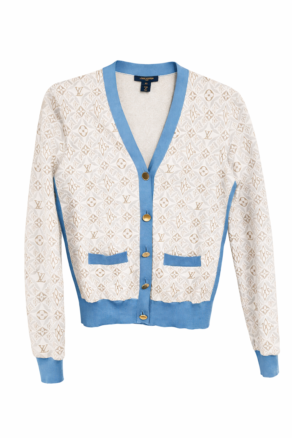 Louis Vuitton White and Blue Cardigan