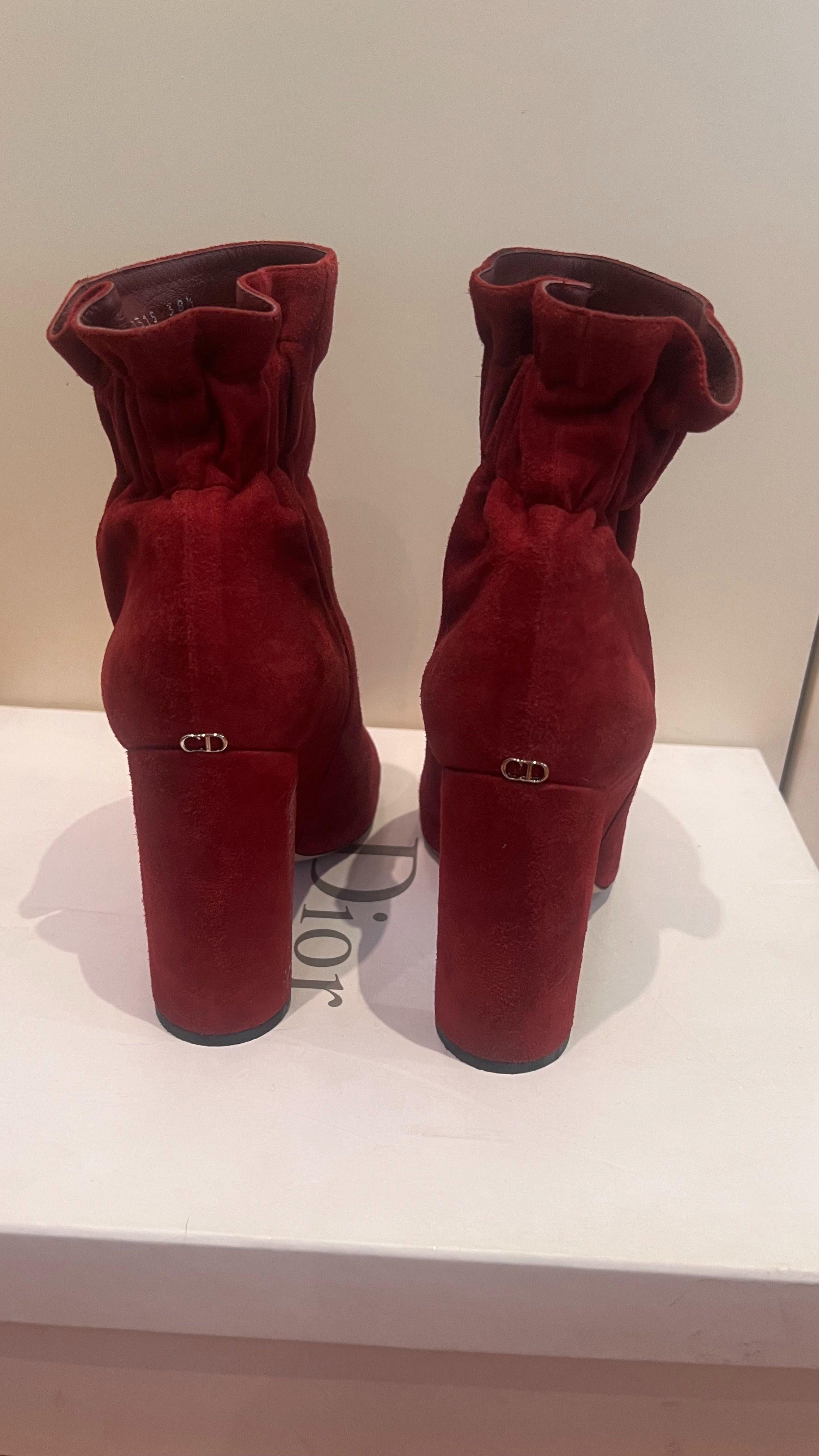 Burgundy Suede Ankle Boots