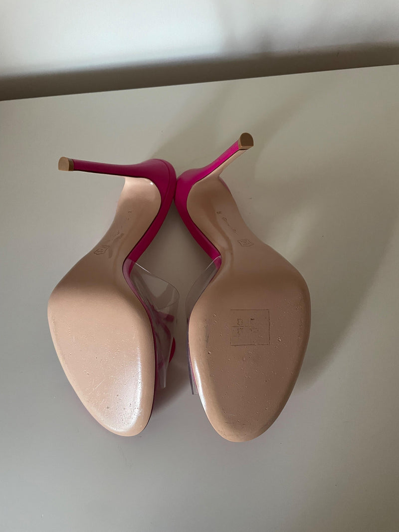 Gianvito Rossi Pink Perspex Lace Up Detail Mules