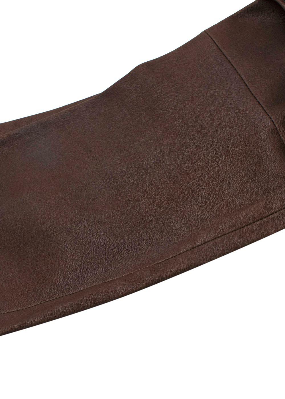 Brown Leather Skinny Leg Trousers