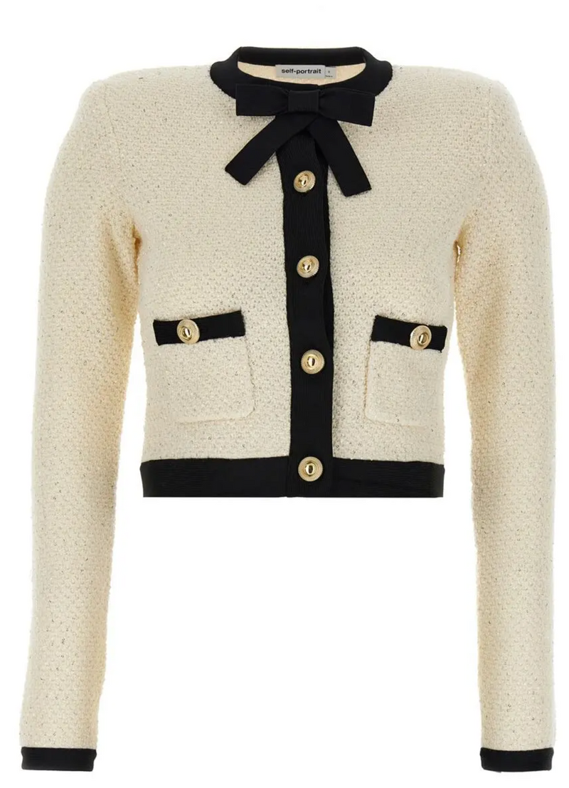 Self-Portrait Sequin Bouclé Cardigan