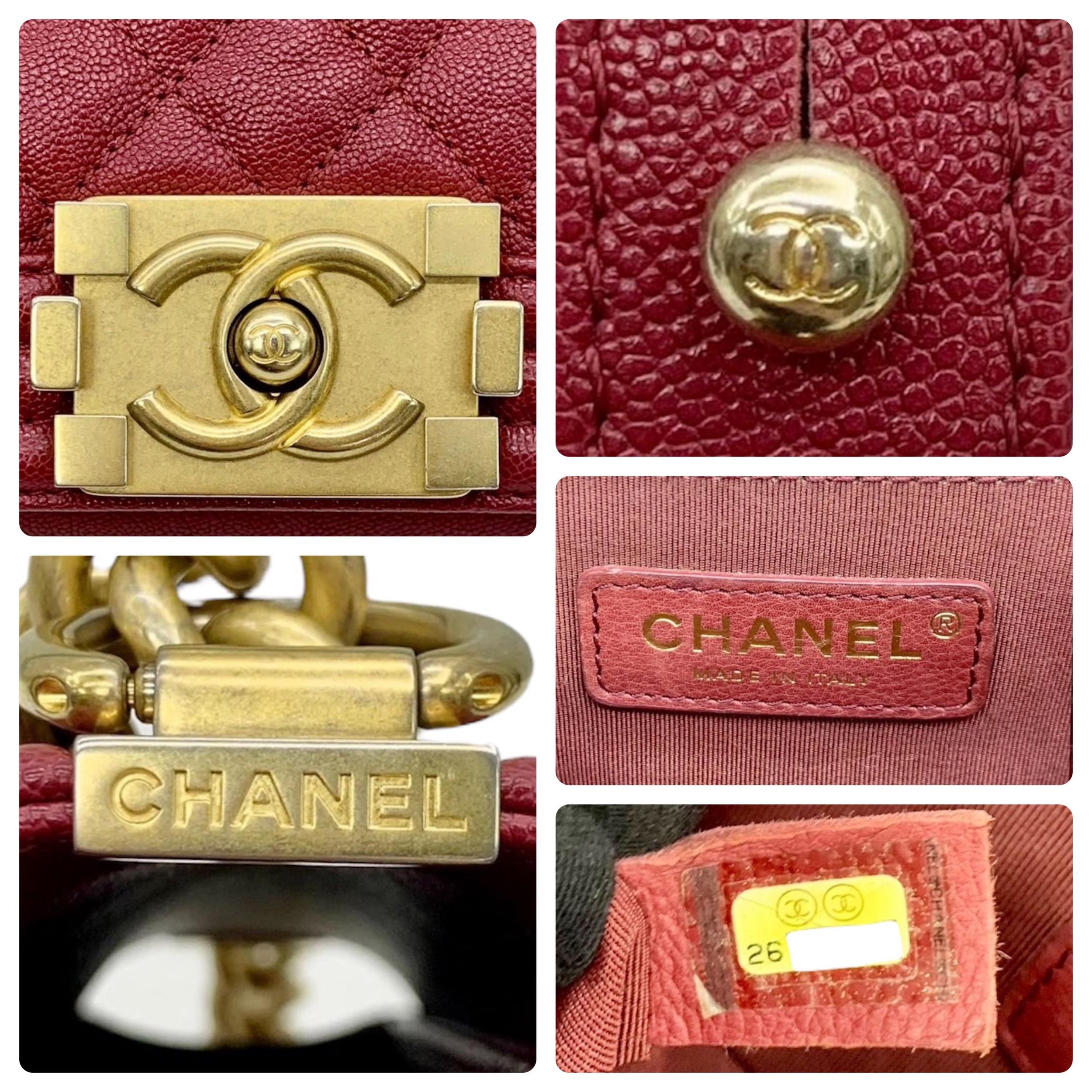 Chanel Red Caviar Leather Small Boy Bag