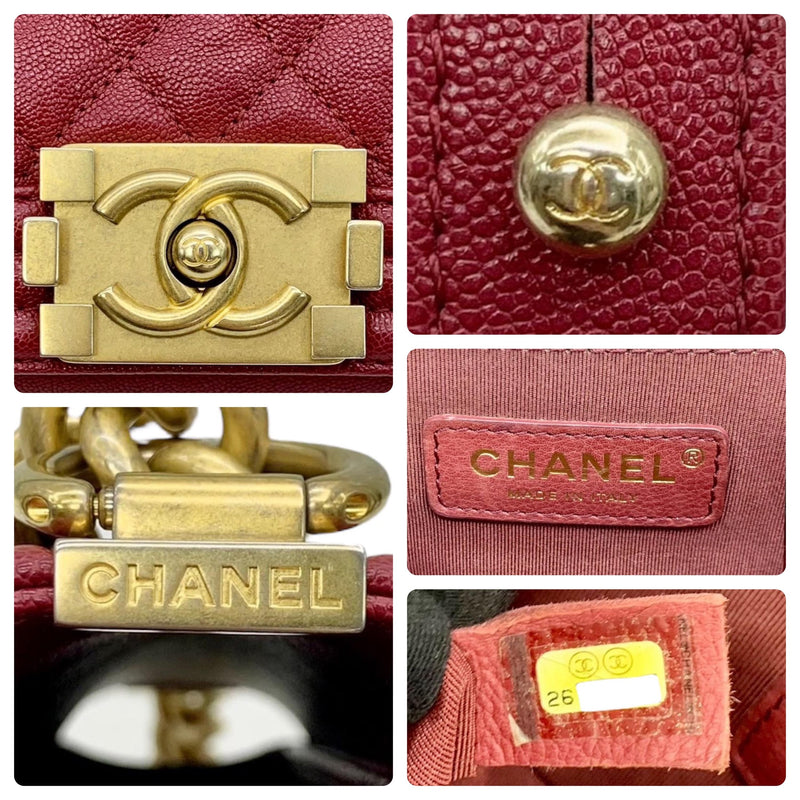 Chanel Red Caviar Leather Small Boy Bag