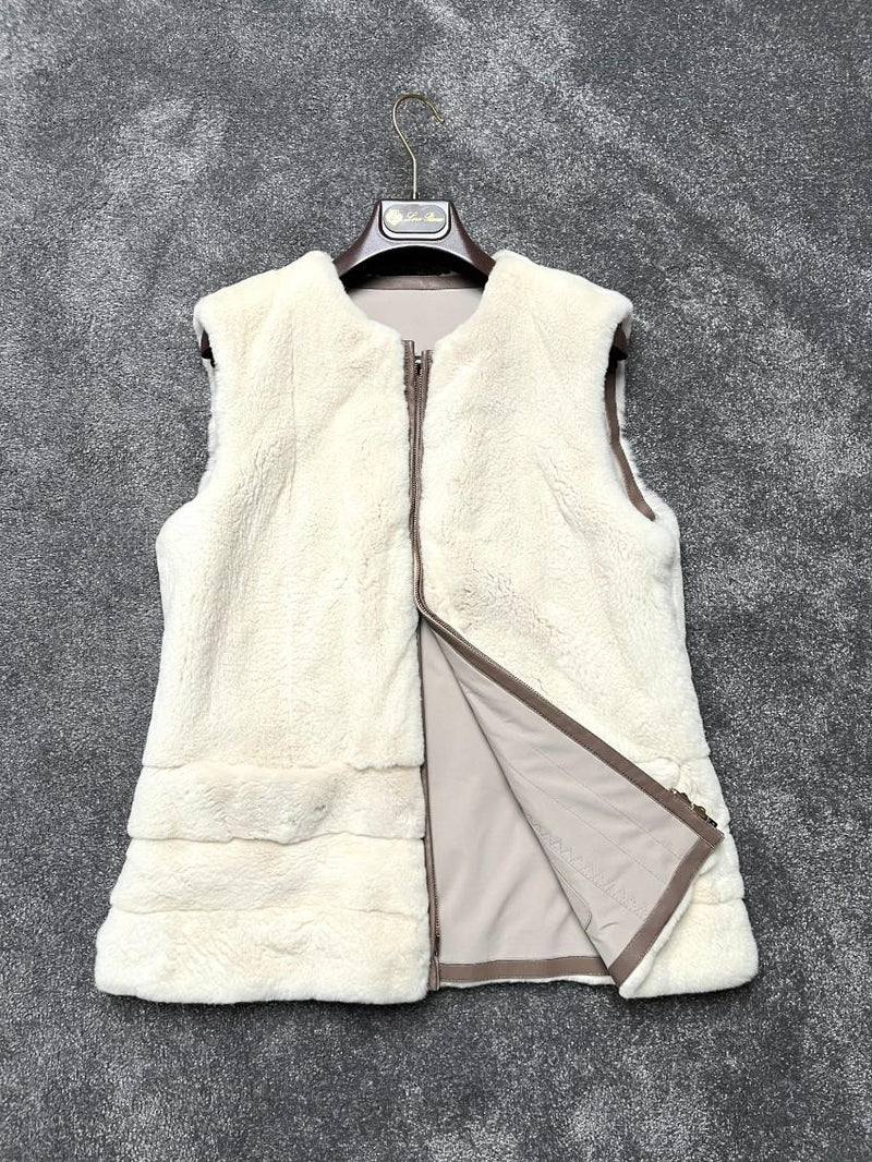 Loro Piana Cream Nylon & Shaved Mink Gilet