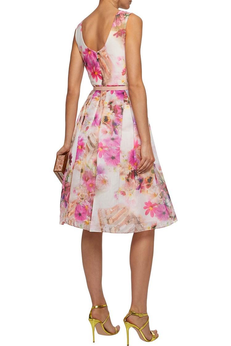 Mikael Aghal Organza Floral Print Dress