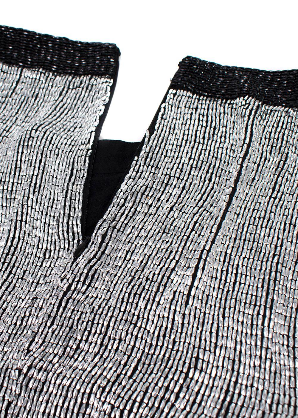 Tom Ford Silver Silk Beaded Mini Skirt