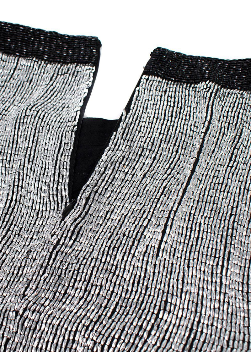 Tom Ford Silver Silk Beaded Mini Skirt