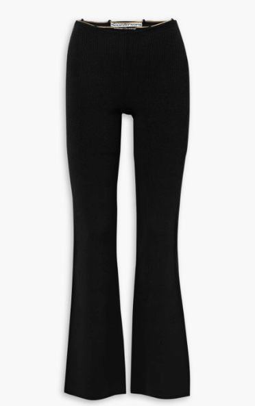 Alexander Wang Chain-Embellished Ribbed Flared Trousers