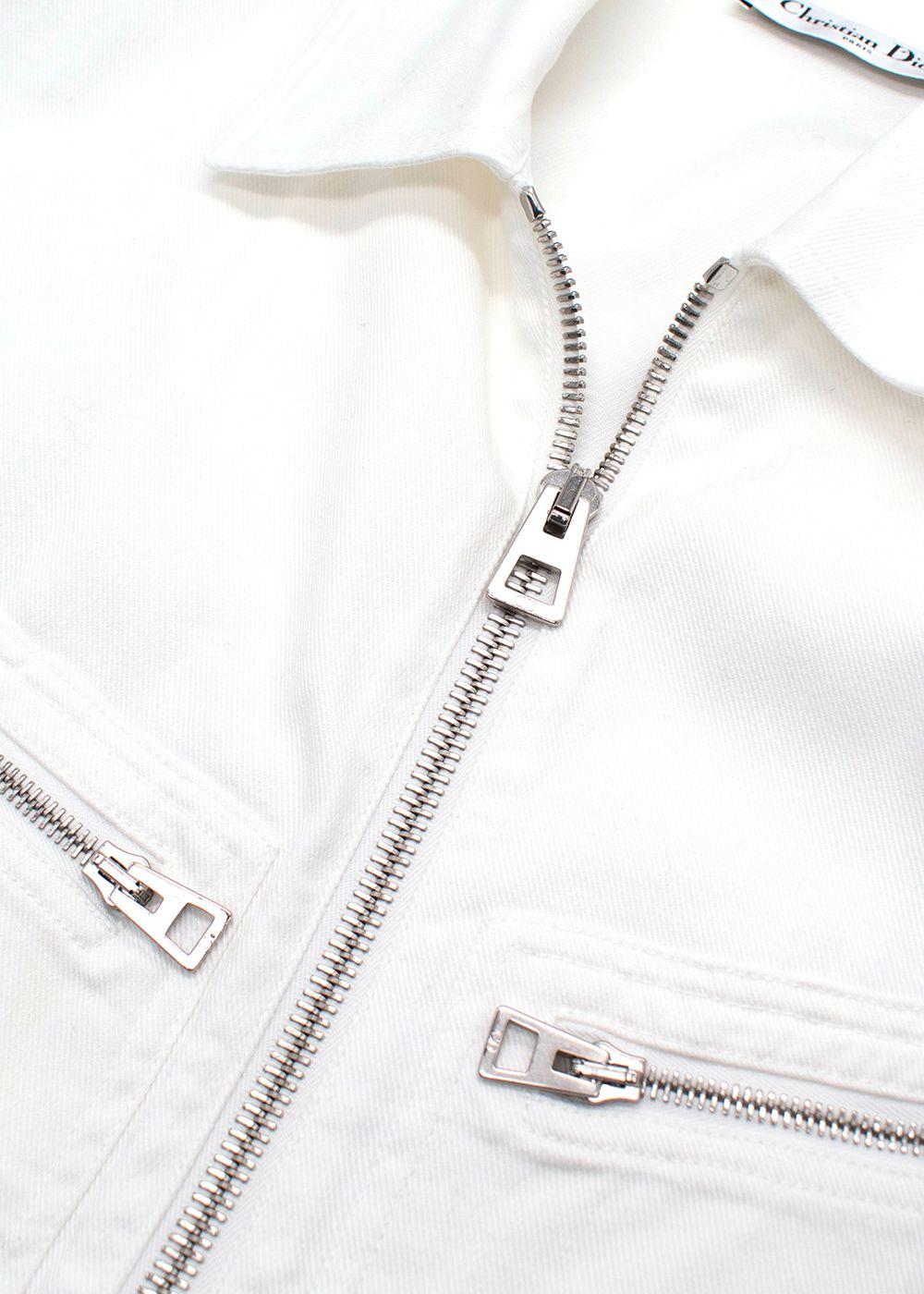Dior White Denim Zip Shirt and Jorts Set