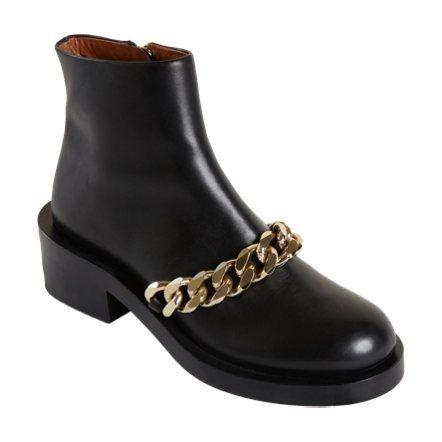 Givenchy Black Leather Chain Draped Boots