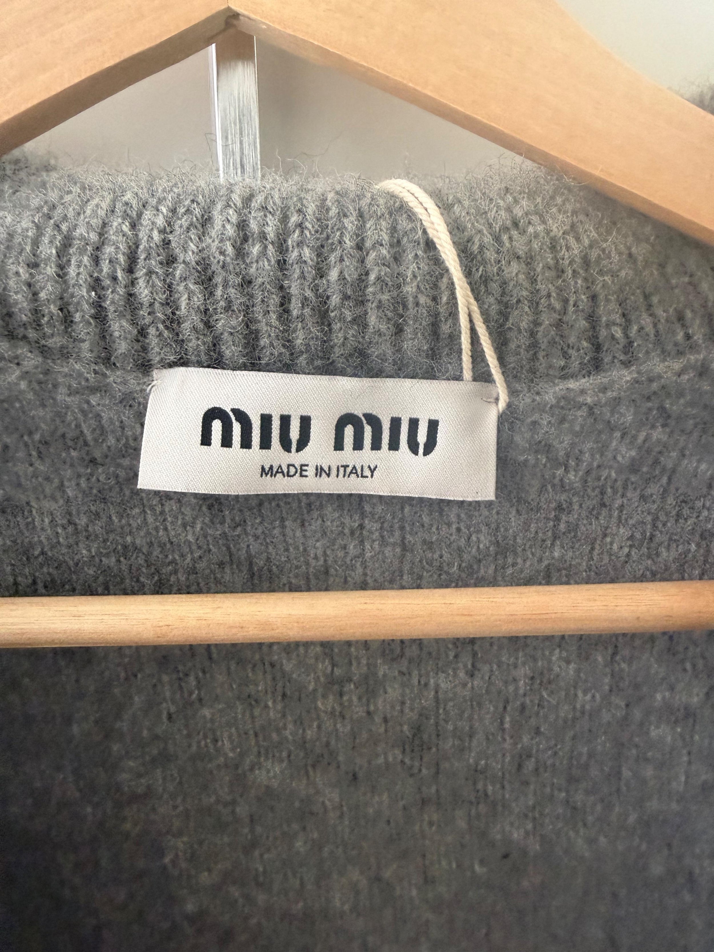 Miu Miu Grey Cashmere Blend Cardigan