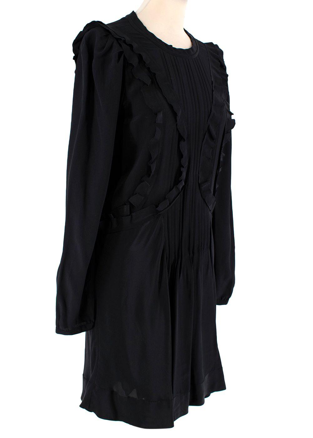 Black Silk Ruffle Mini Dress