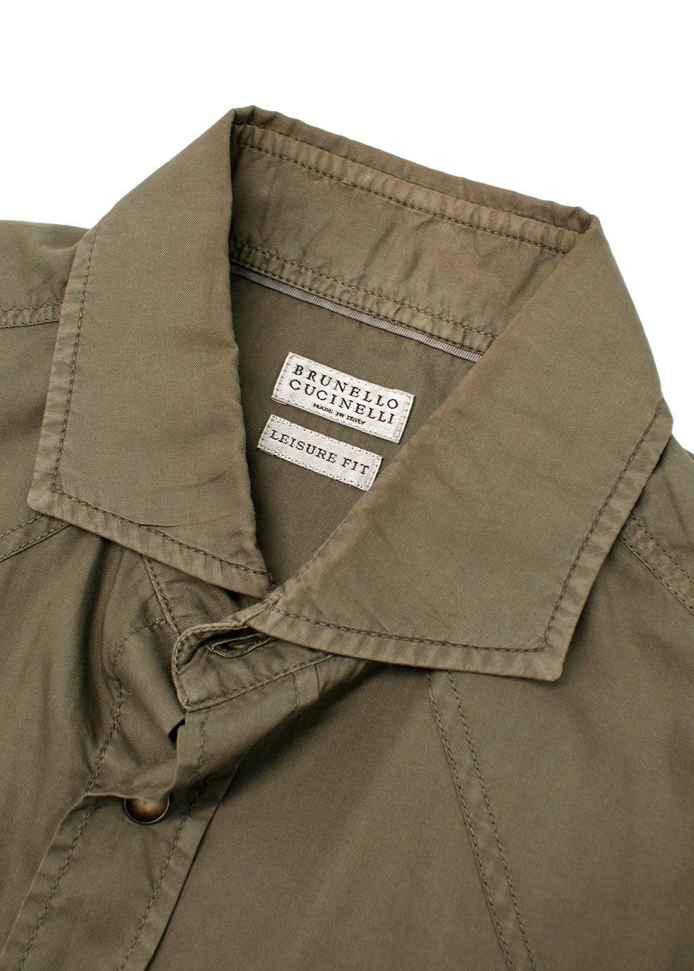 Brunello Cucinelli Khaki Cotton Button-down Shirt