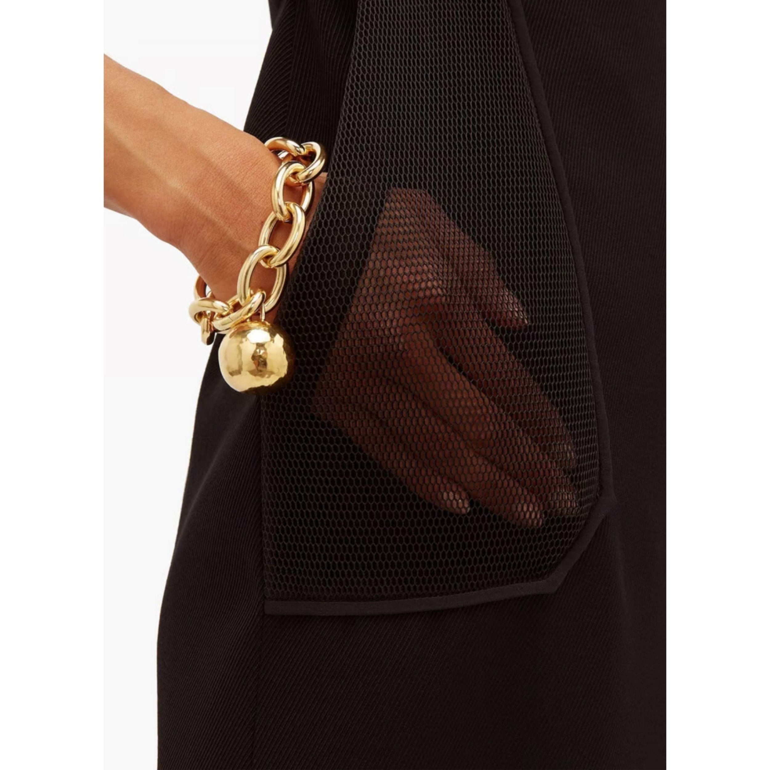 Pvc Layered Collar Mesh-panelled Wool Dress