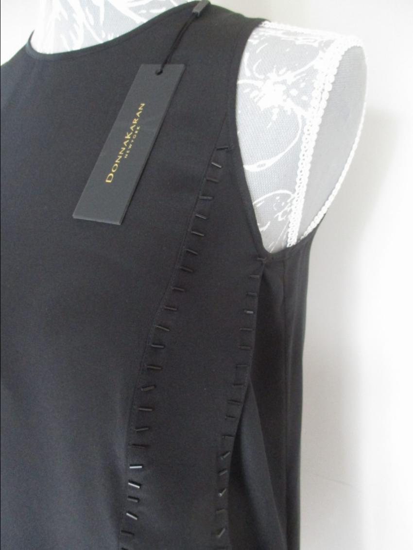 Donna Karan Black 100% Silk Tunic Long Top Made in Italy