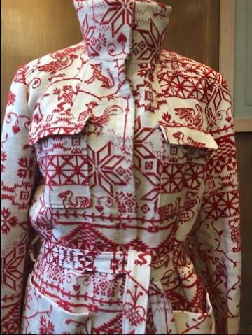 Kenzo Cream & Red Embroidered Coat